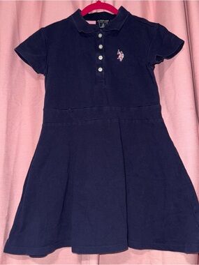 U.S. Polo Assn. Navy Polo Dress with Pink Pony Logo